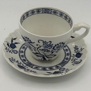Vintage J&G Meakin Classic Blue Nordic Cup and Saucer Set of 8 English Ironstone